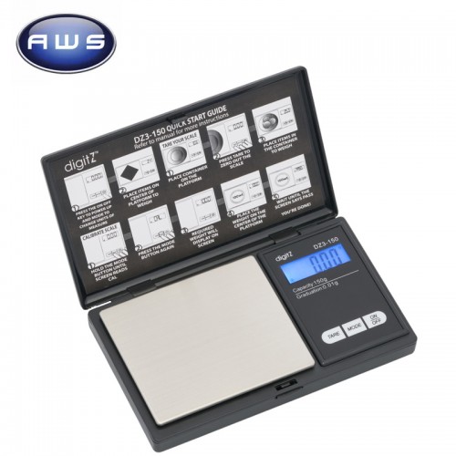 AWS DIGITAL POCKET SCALE BLADE 150 X 0.01G BLACK